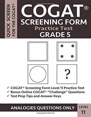 COGAT Screening Form Practice Test: Grade 5 Level 11: Practice ...