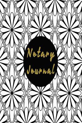 Notary Journal: Notebook Dark Golden Color Text Pocket estinate dimension 6 inch by 9 inch Entry number per page design cover with Oriental black and white color backgound (Notary Records Journal)