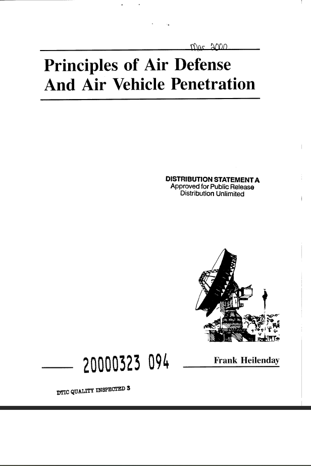 Principles of Air Defense and Air Vehicle Penetration (Paperback)