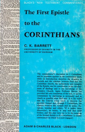 First Epistle to the Corinthians (Black's New Testament Commentaries)