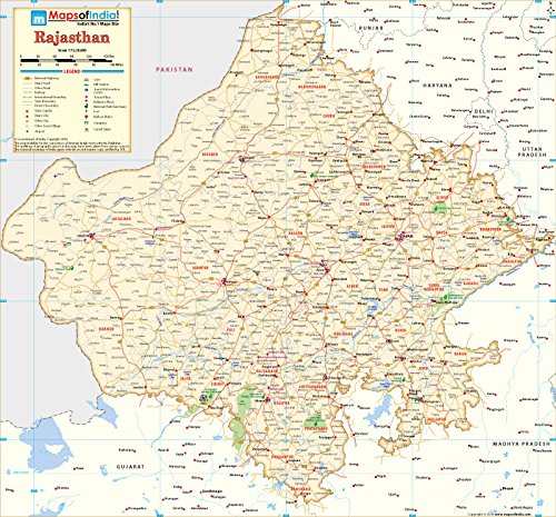 Rajasthan Map Full Size Rajasthan Map [Printed On Vinyl] (1St) By Maps Of India