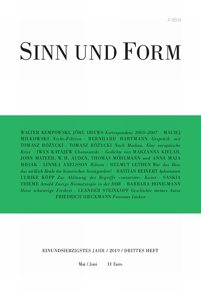 Sinn und Form - Mai/Juni 2019