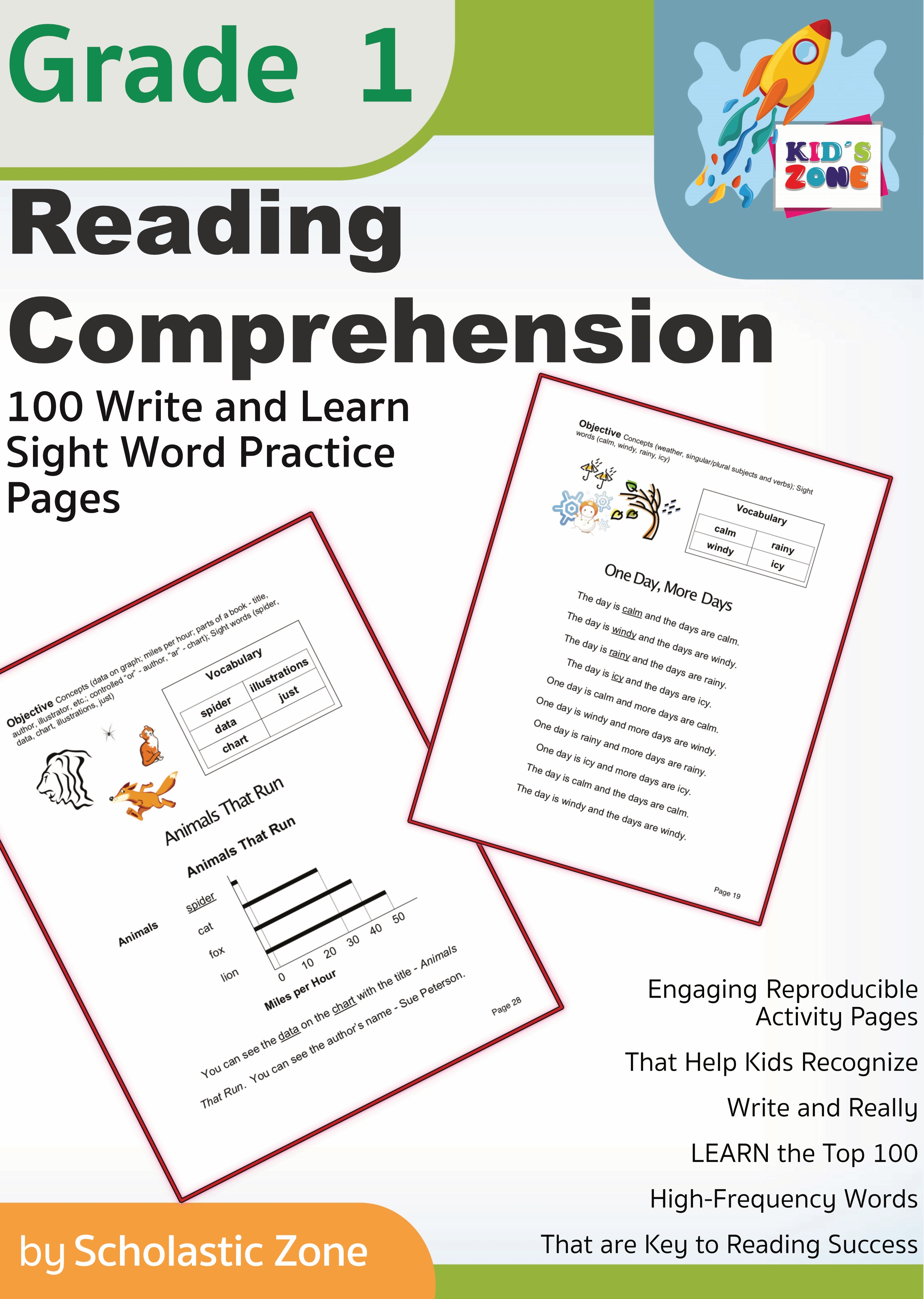 Reading Comprehension Grade 1: Engaging Reproducible Activity Pages That Help Kids Recognize, Write and Really LEARN the Top 100 High-Frequency Words That are Key to Reading Success (Kindle Edition)