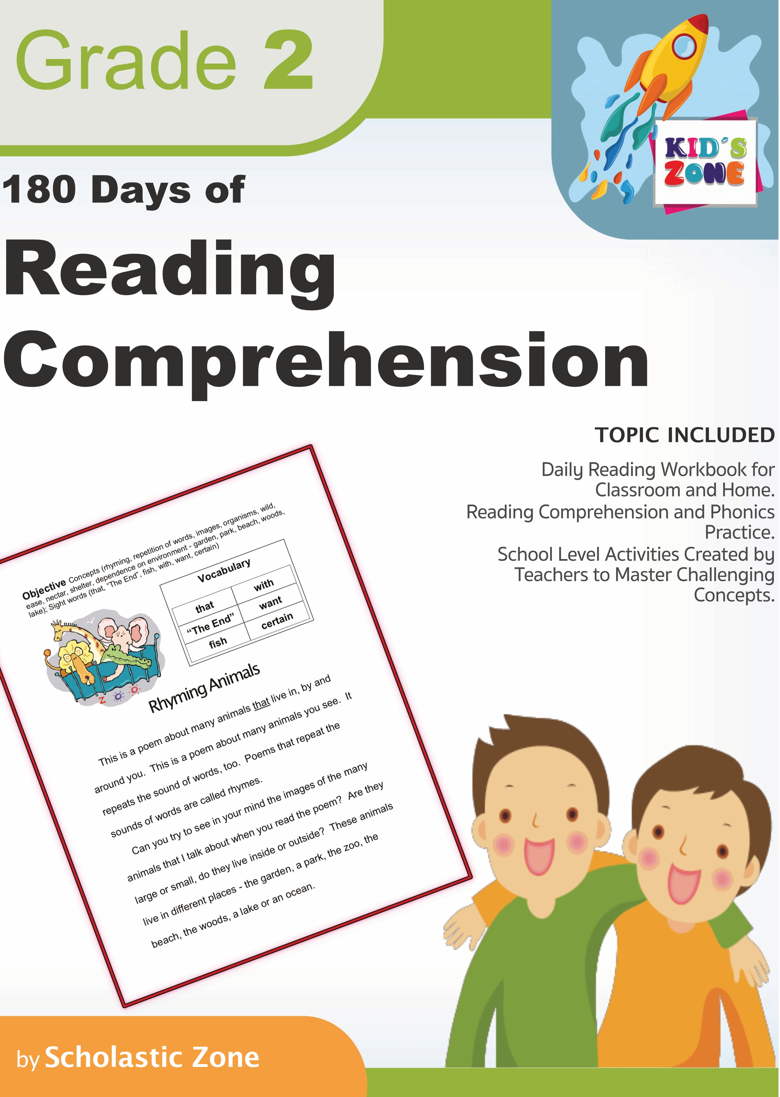 180 Days of Reading Comprehension, Grade 2: Daily Reading Workbook for Classroom and Home, Reading Comprehension and Phonics Practice, School Level Activities (Home Workbooks)