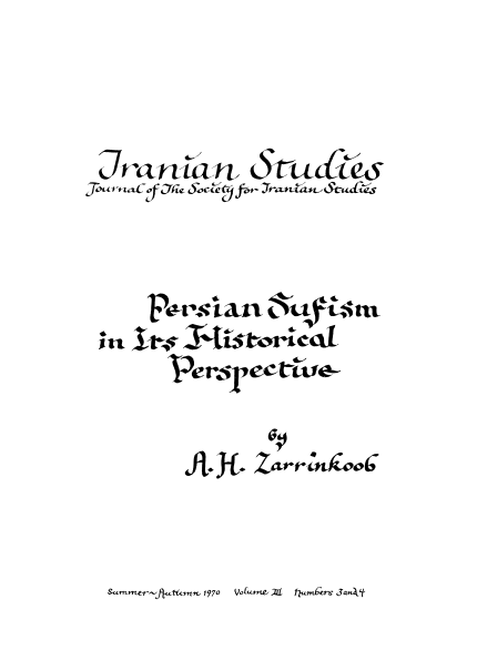 Persian Sufism in Its Historical Perspective (Unknown Binding)