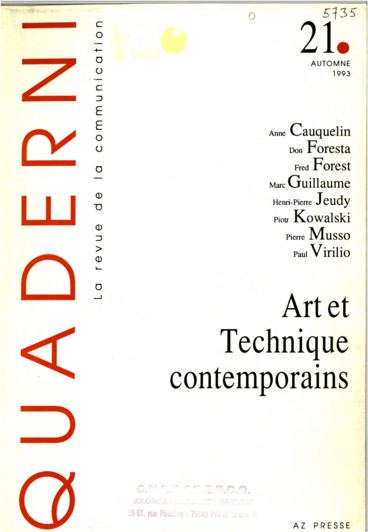 Quaderni n.21. Art et technique contemporains (Paperback)