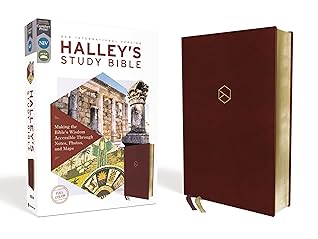 NIV, Halley's Study Bible, Leathersoft, Burgundy, Red Letter Edition, Comfort Print: Making the Bible's Wisdom Accessible Through Notes, Photos, and Maps