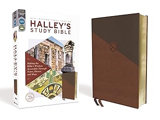 NIV, Halley's Study Bible, Leathersoft, Brown, Red Letter Edition, Comfort Print: Making the Bible's Wisdom Accessible Through Notes, Photos, and Maps