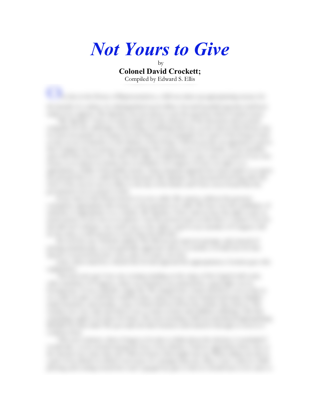 Not Yours To Give (ebook)