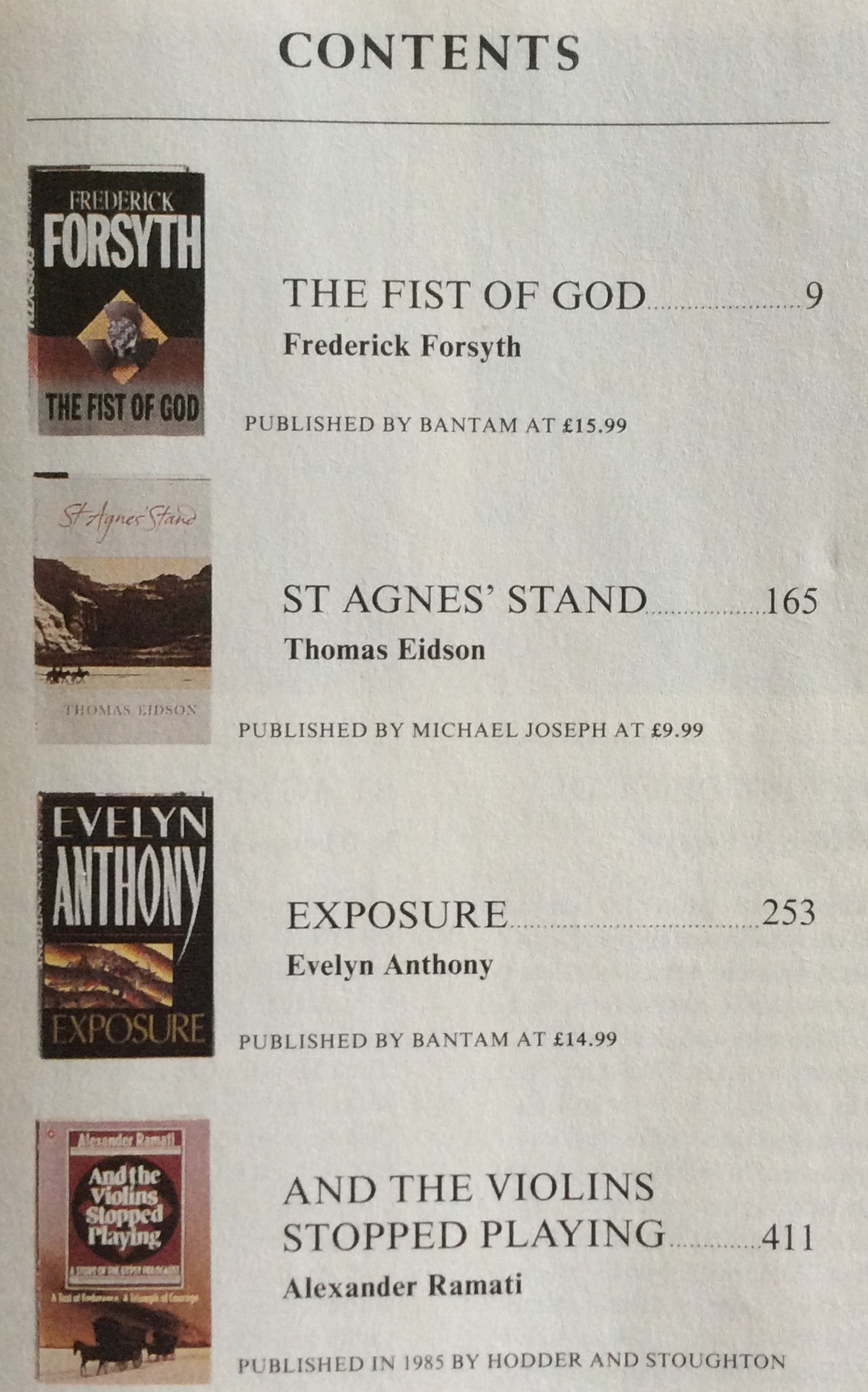 The Fist of God / St Agnes' Stand / Exposure / And the Violins Stopped Playing (Reader's Digest Condensed Books)