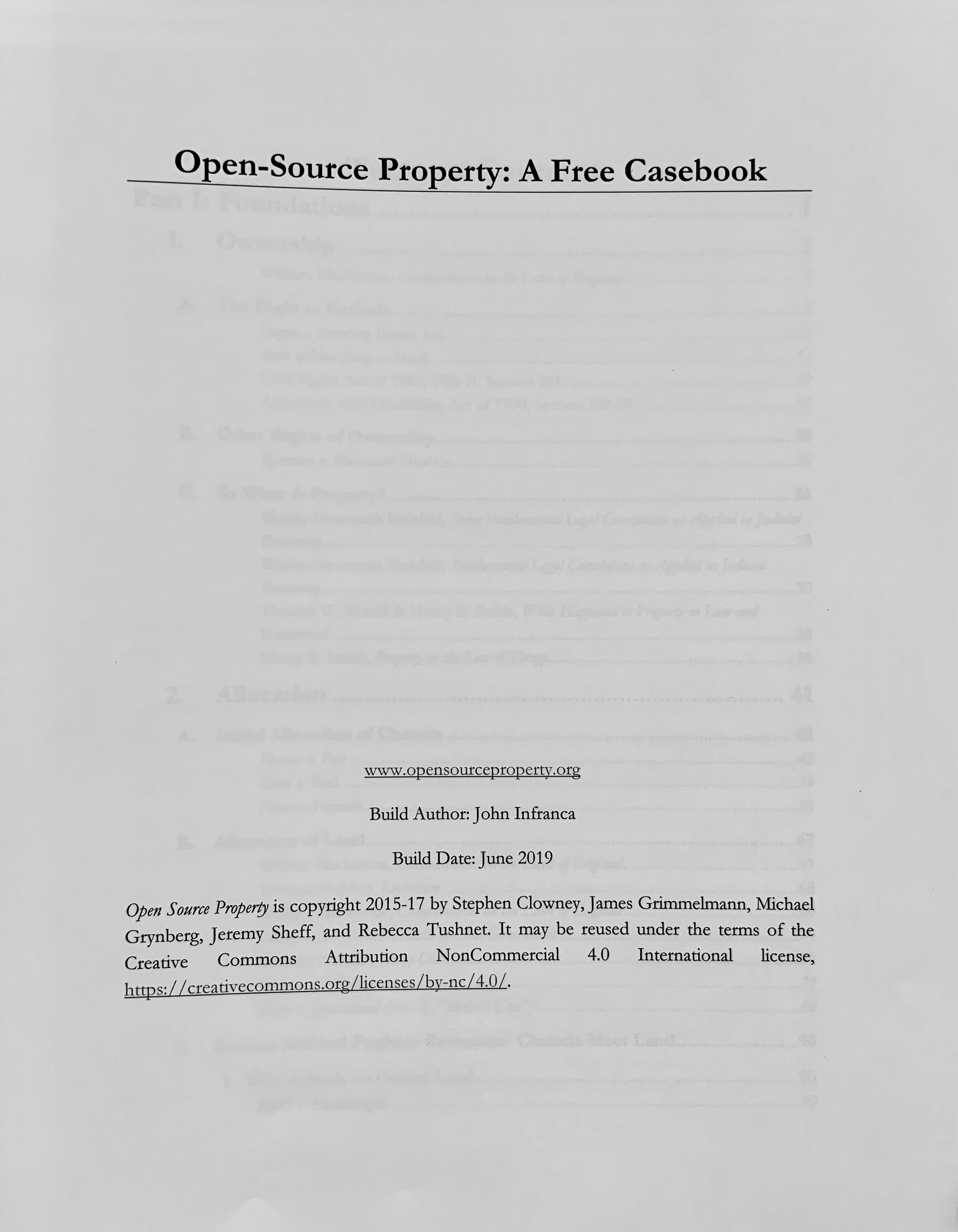 Open-Source Property: A Free Casebook