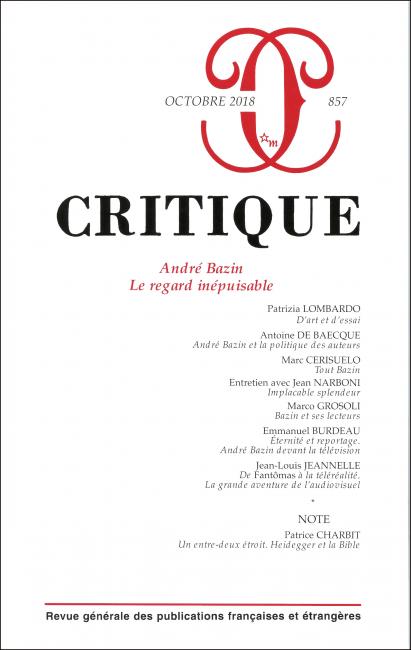 André Bazin : Le regard inépuisable (Paperback)