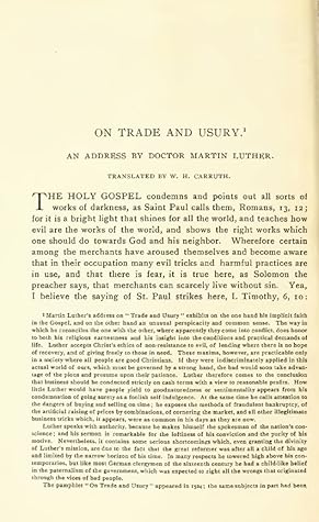 On Trade and Usury: An Address