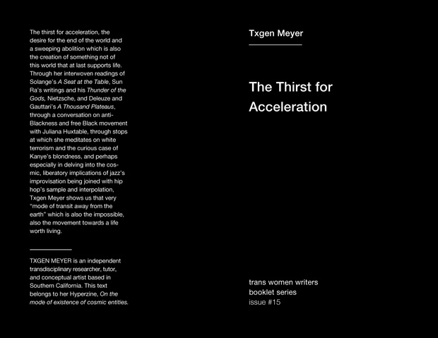 The Thirst for Acceleration (Trans Women Writers Collective booklet series #15)