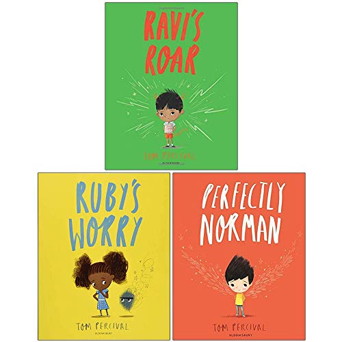 Tom Percival Collection 3 Books Set: Ravi's Roar, Ruby’s Worry, Perfectly Norman (Paperback)