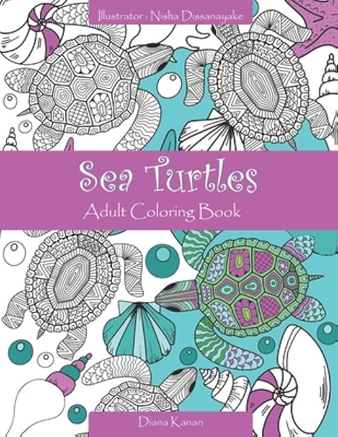 Sea Turtles: Adult Coloring Book