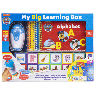 PAW Patrol Chase, Skye, Marshall, and More! - My Big Learning Box Set - Educational Touch & Talk Reader with 3 Interactive Books, 48 Flashcards, and Poster - PI Kids