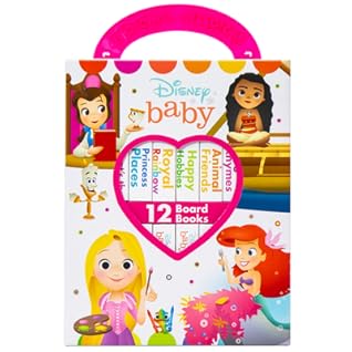 Disney Baby Princess Cinderella, Belle, Ariel, and More! - My First Library Board Book Block 12 Book Set - First Words, Colors, Numbers, and More! - PI Kids
