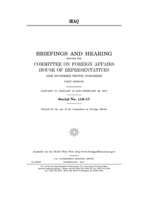 Iraq: briefings and hearing before the Committee on Foreign Affairs