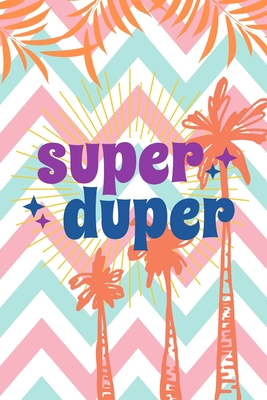 Super Duper : Palm Tropical Chevron Pink Blue Sweet Cute Notebook for Women Girls Teens Kids