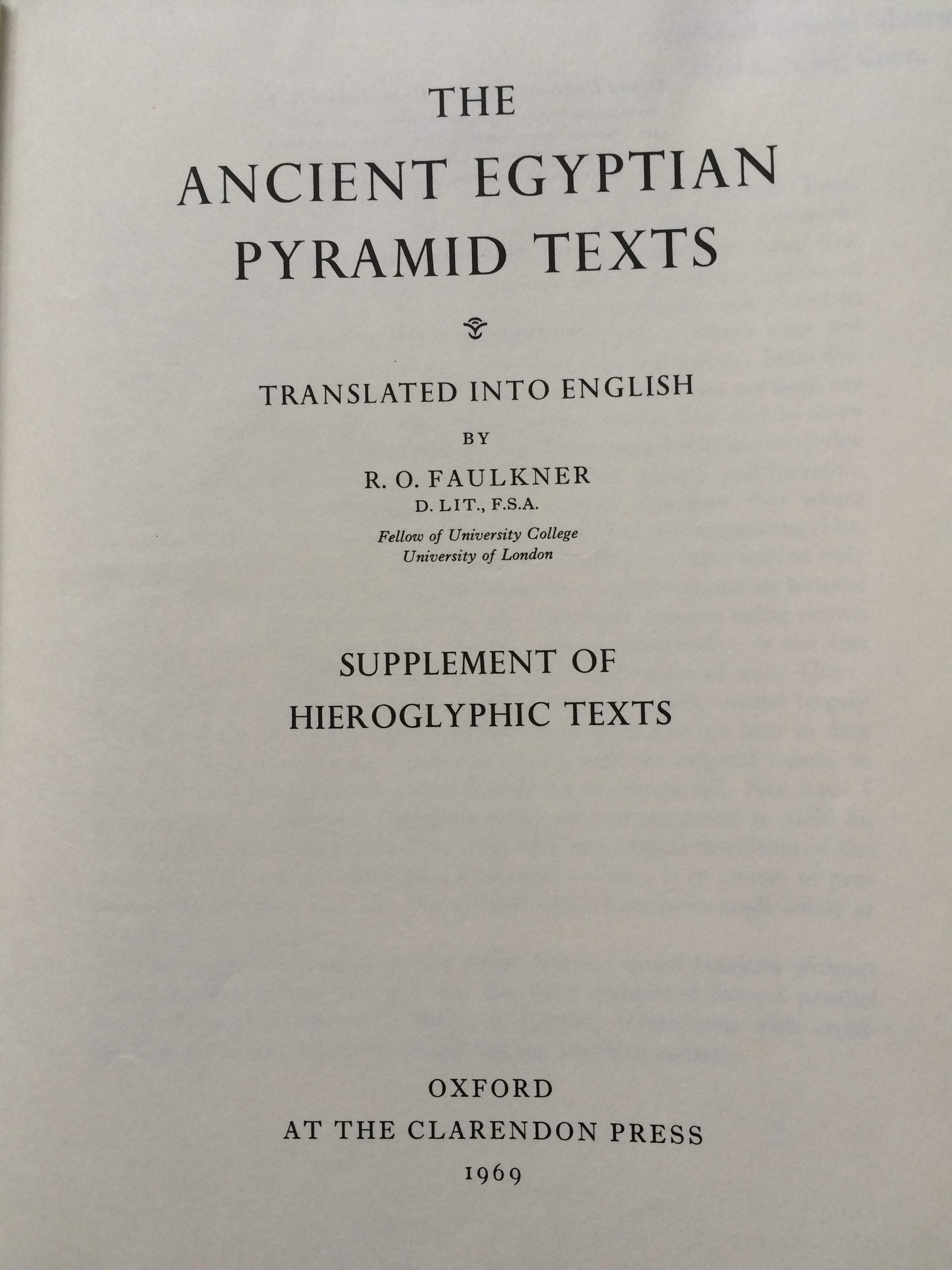 The Ancient Egyptian Pyramid Texts Supplement of Hieroglyphic Texts (Hardcover)