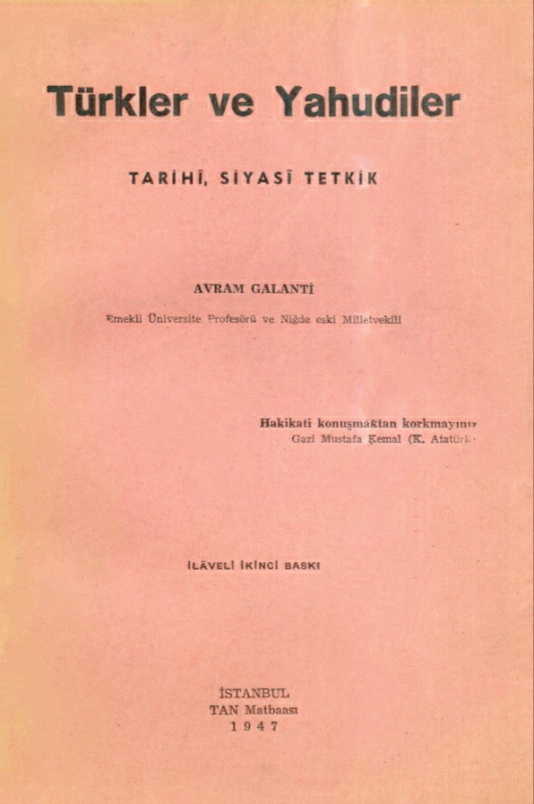 Yahudiler ve Türkler : Tarihi Siyasi Tetkik