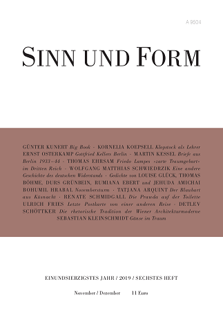 Sinn und Form November/Dezember 2019