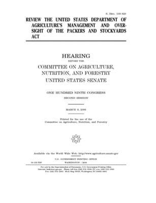 Review the United States Department of Agriculture's management and oversight of the Packers and Stockyards Act