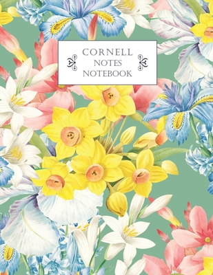 Cornell Method Notebook: Perfect for studying, notetaking, college work: Floral and mint green cover