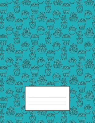 Cornell Method Notebook: Perfect for studying, notetaking, college work: Teal cacti pattern cover