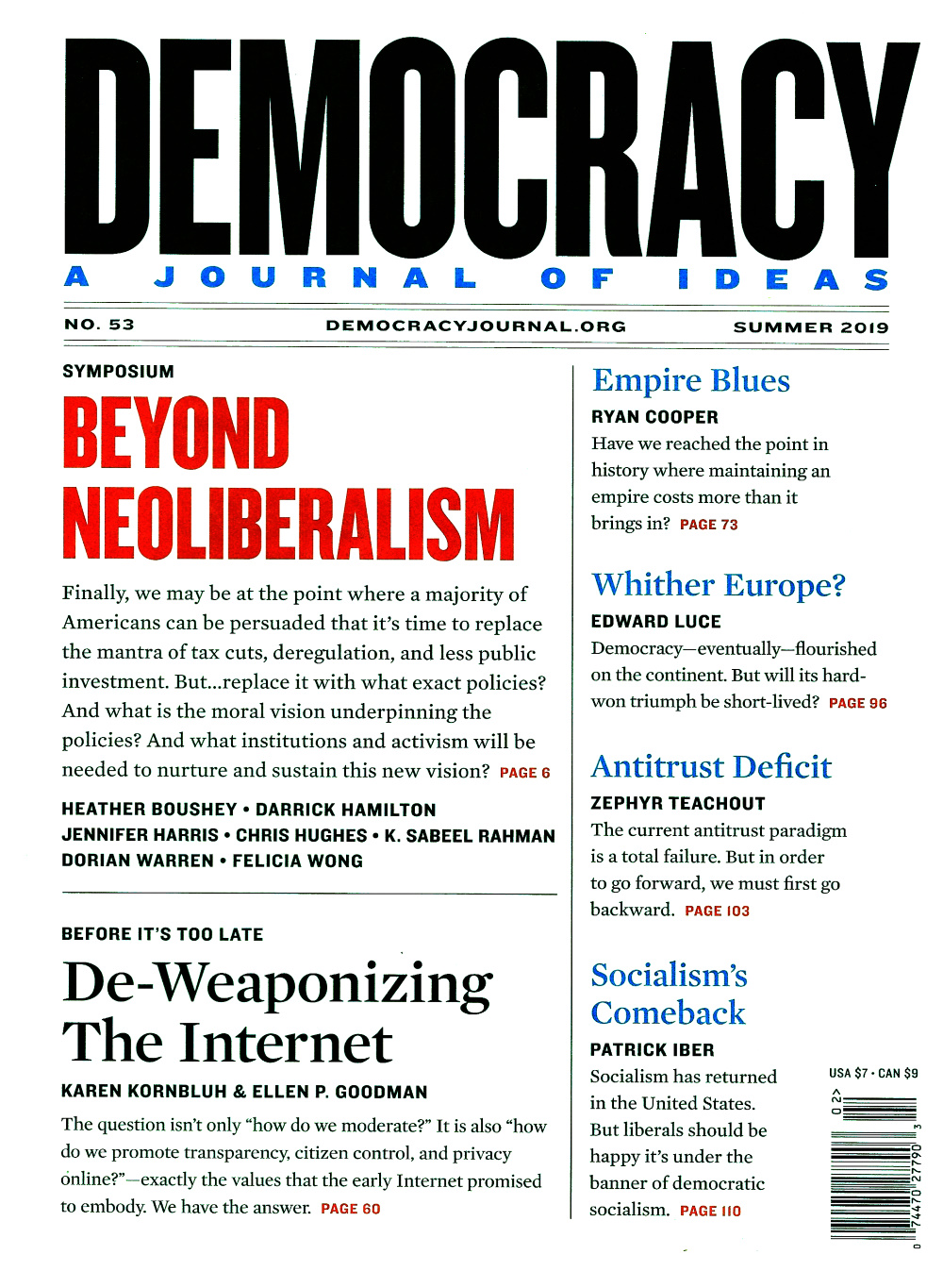 Democracy: A Journal of Ideas (Summer 2019)