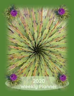 2020 Weekly Planner: Paperback Journal Style Calendar with Green Cover, Cactus and Purple Flowers