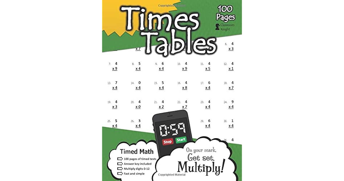 Times tables 100 practice pages timed tests multiplication math 
