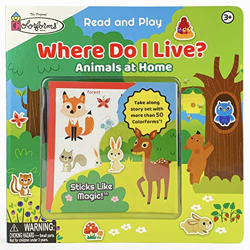 Colorforms Where Do I Live? Forest Animals - Reusable Sticker Activity Book Clings For Toddlers 3-7 (Colorforms Read and Play)