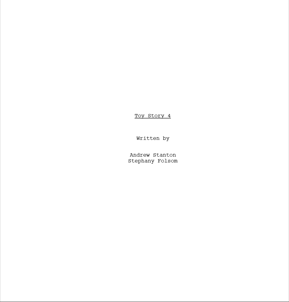 Toy Story 4 screenplay