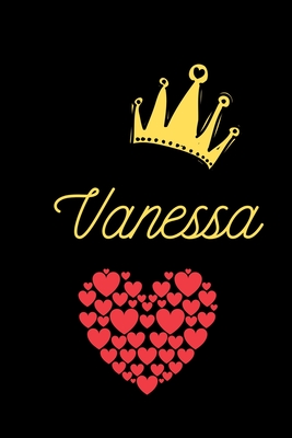 Vanessa: Personalized Black lined Journal with Gold Lettering, Journal Notebook with Journals to Write In for Women