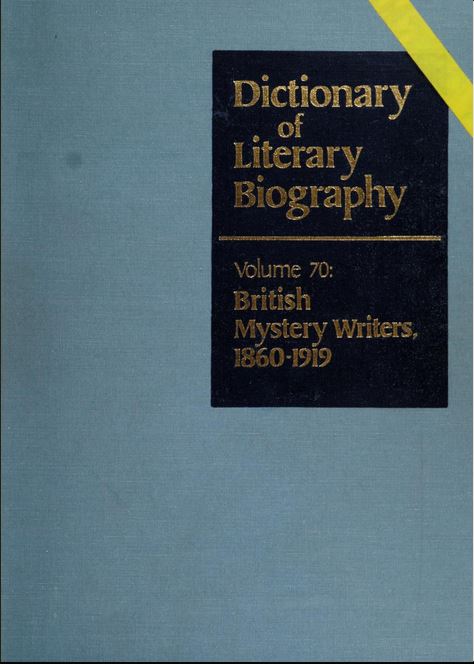 British Mystery Writers, 1860-1919 (Dictionary of Literary Biography)