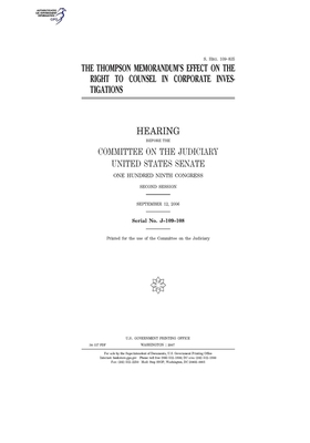 The Thompson memorandum's effect on the right to counsel in corporate investigations