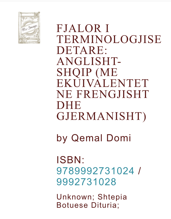 Fjalor i terminologjisë  detare: anglisht-shqip (me ekuivalentët në frengjisht dhe gjermanisht)