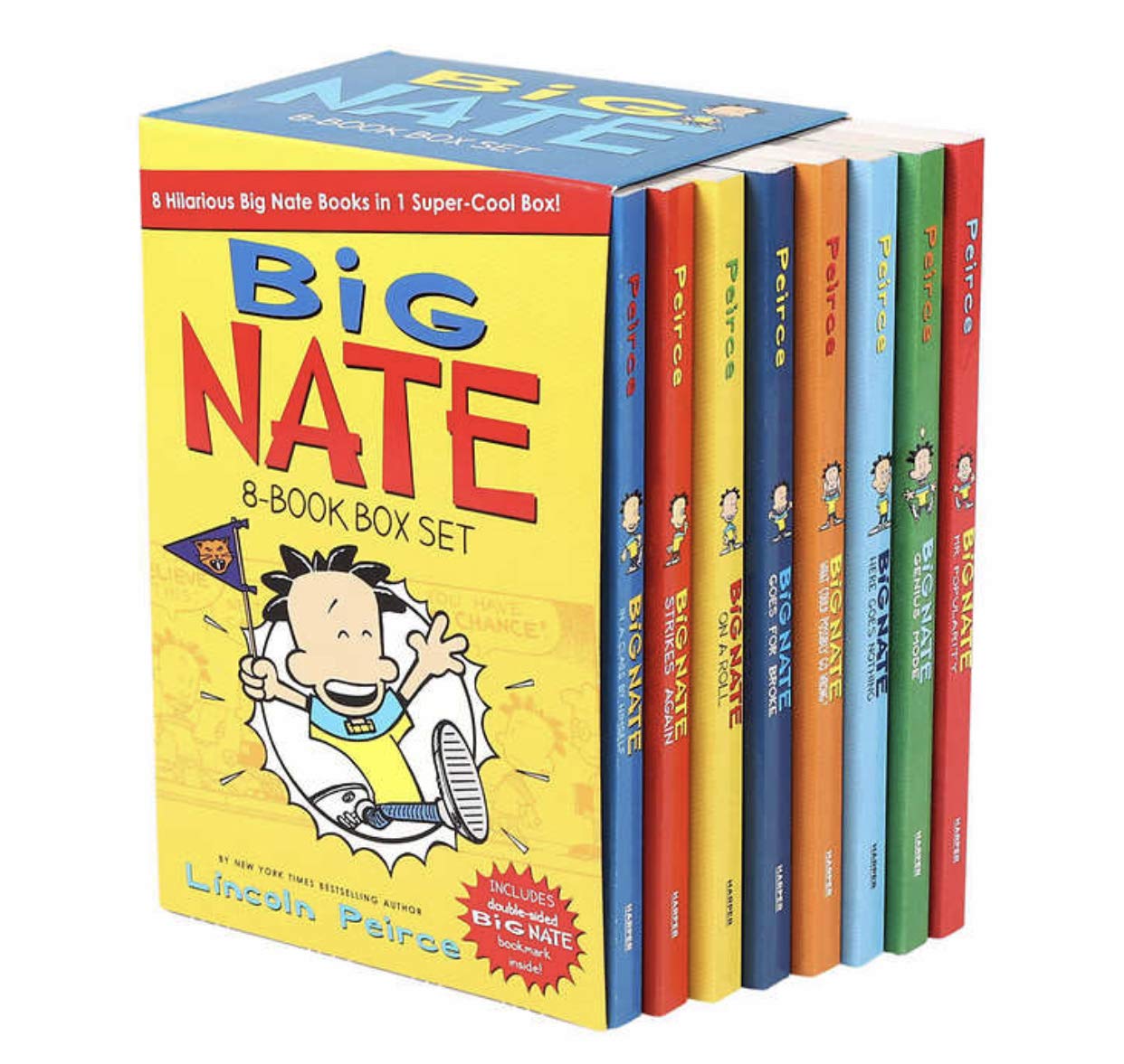Big Nate Lincoln Peirce Series 8 Books Box Gift Set Includes Mr Popularity,Genius Mode, Here Goes Nothing,What Could Possibly go Wrong, Goes for Broke,On a Roll, Strikes Again,In a Class by Himself (Unknown Binding)