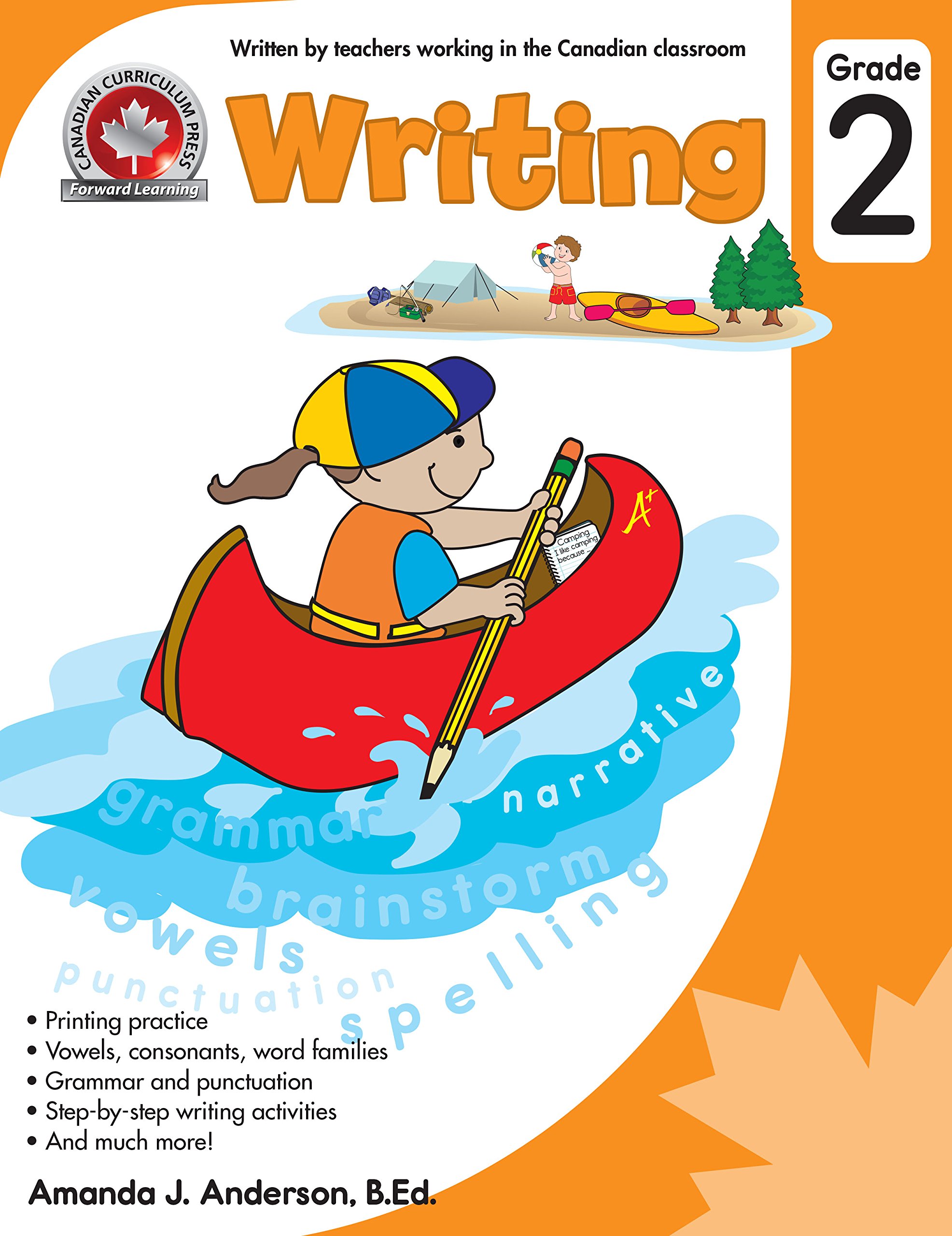 Grade 2 Writing: Printing Practice, Vowels, Consonats, Word Families: 64 Pages Full-Colour Workbook (Paperback)