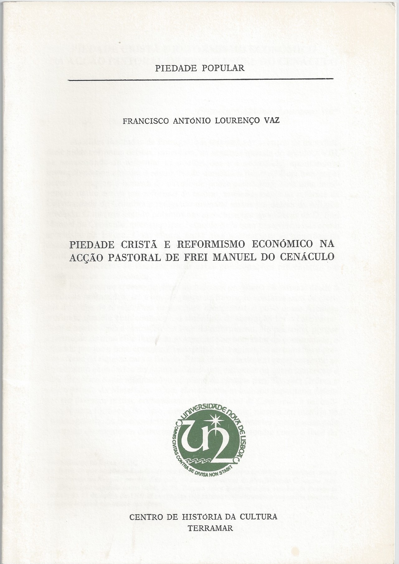 Piedade cristã e reformismo económico na acção pastoral de Frei Manuel do Cenáculo