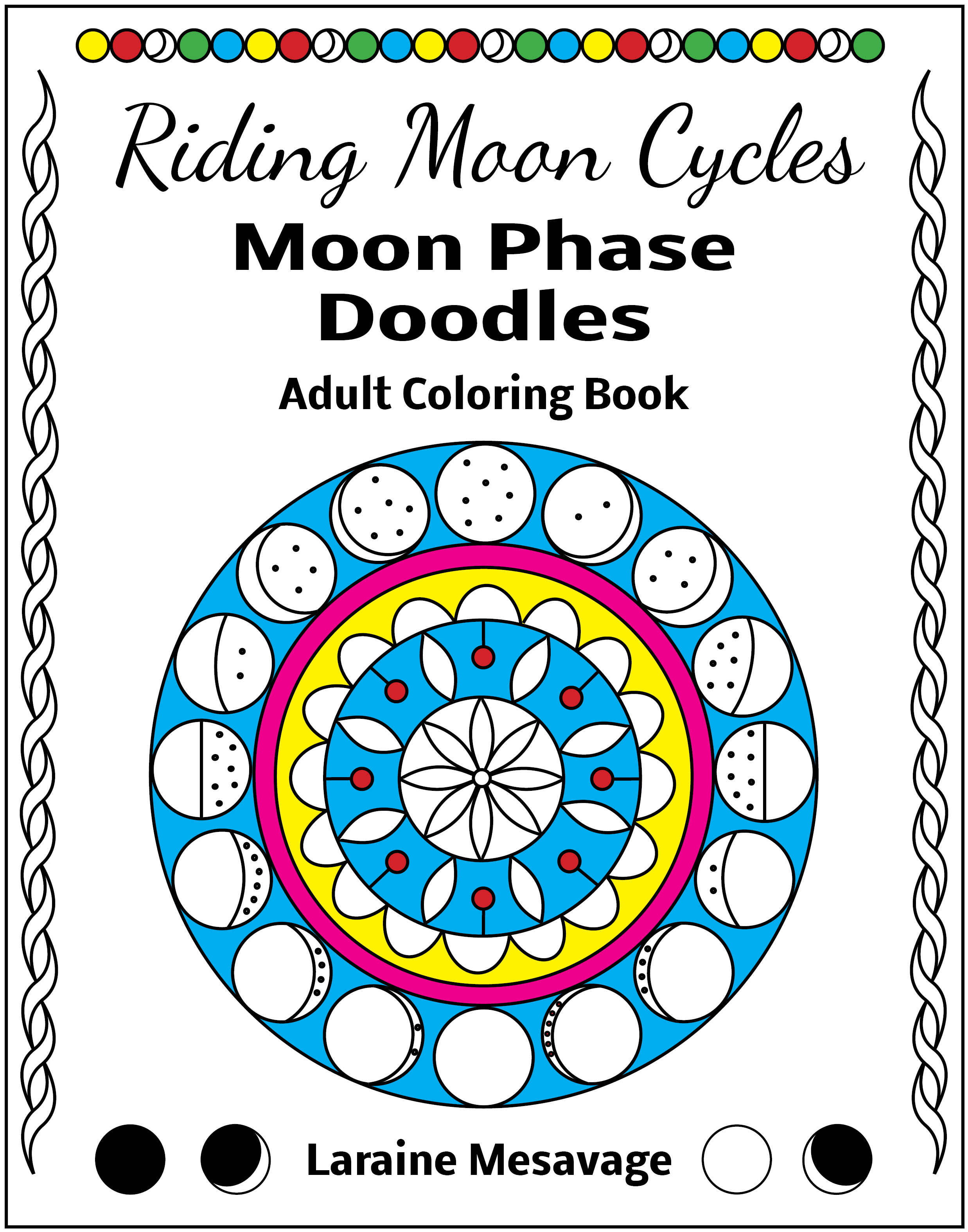 Riding Moon Cycles Moon Phase Doodles Adult Coloring Book