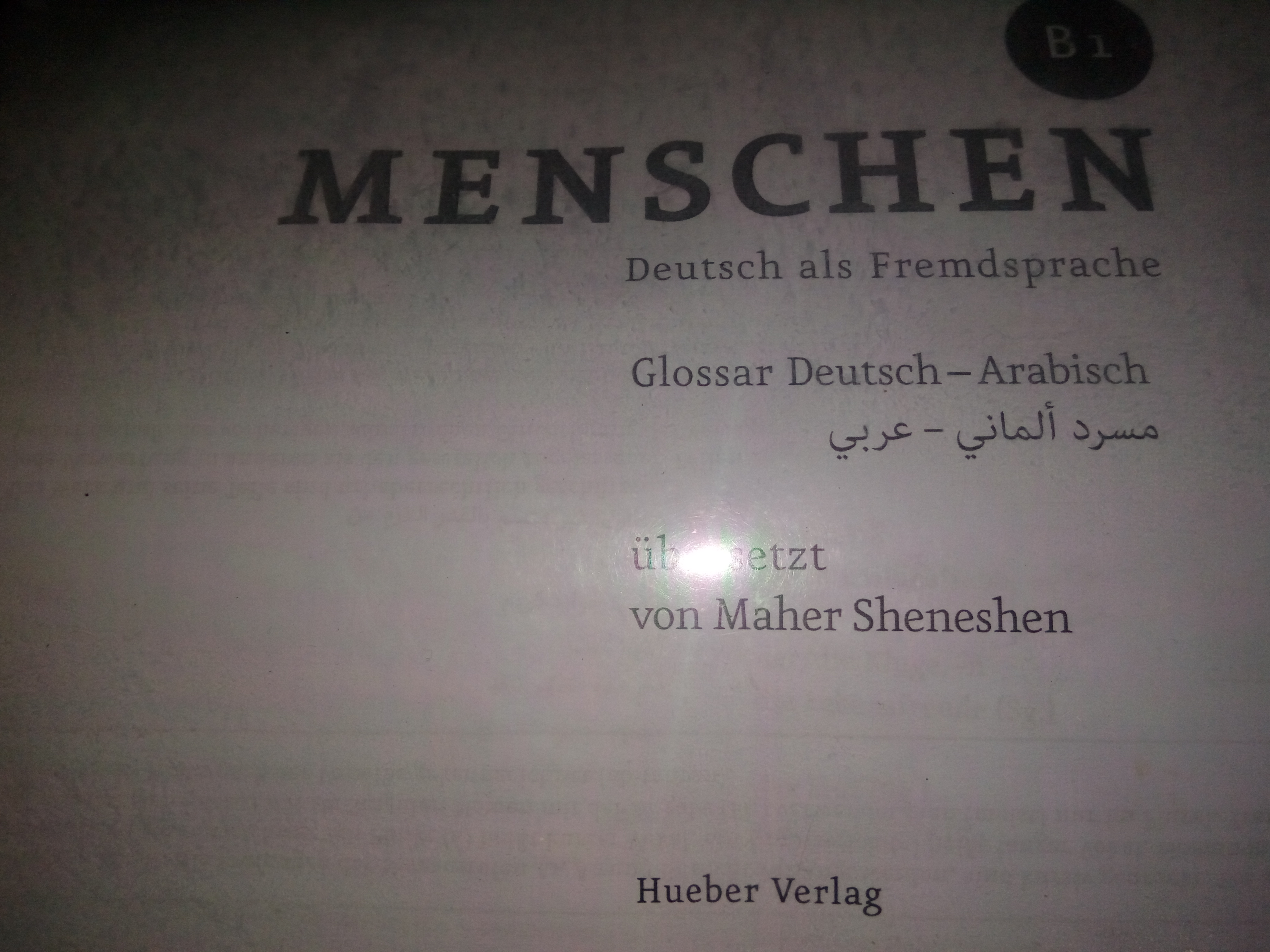 Menschen Glossar Deutsch - Arabisch B1 Niveastufe