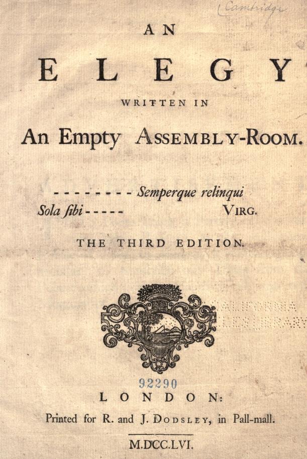 An Elegy Written in an Empty Assembly-Room (Unknown Binding)