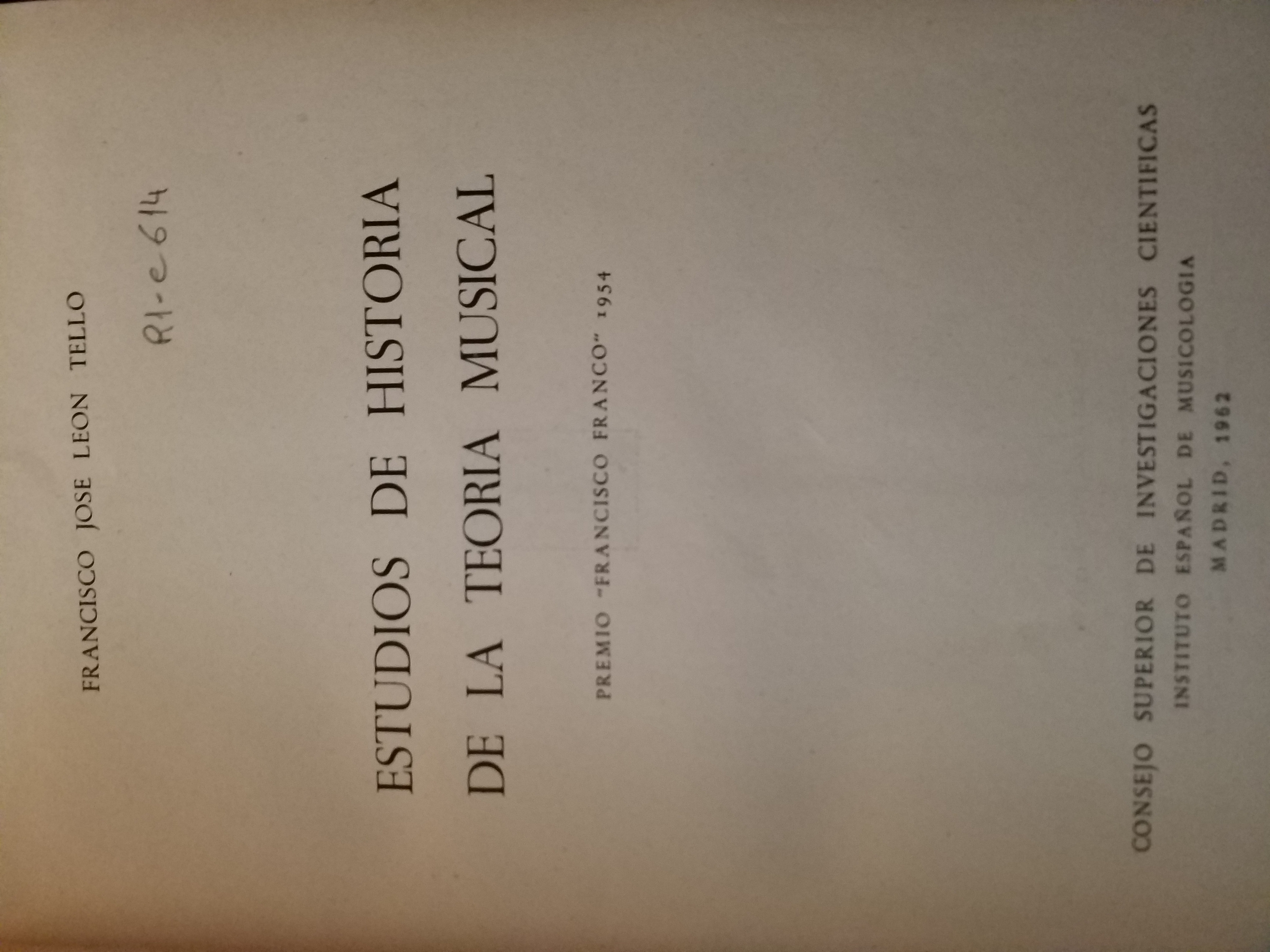 Estudios de Historia de la Teoría Musical