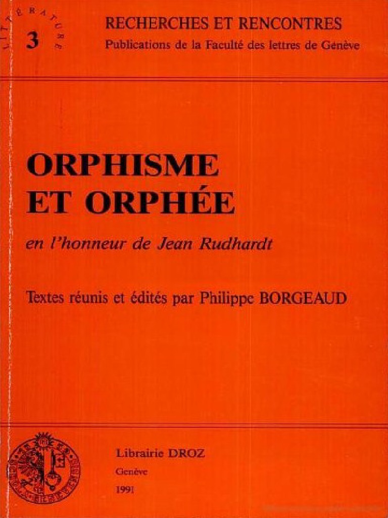 Orphisme et Orphée: en l'honneur de Jean Rudhardt