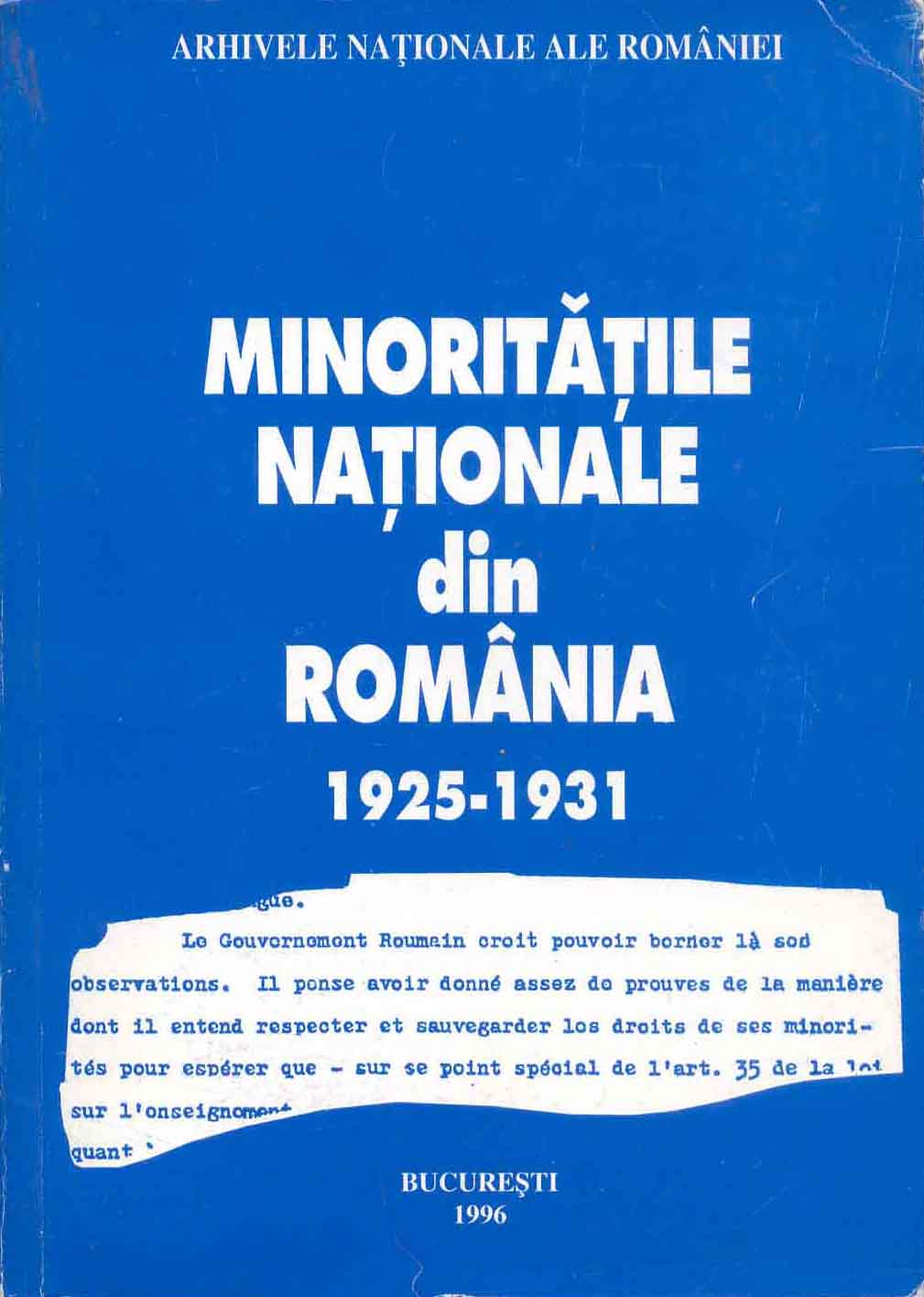 Minoritățile Naționale din România: 1925-1931: Documente (Paperback)