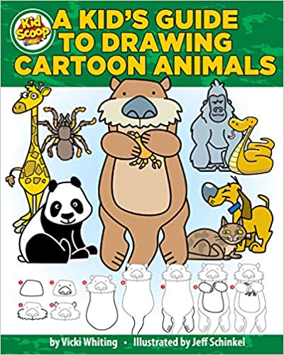 A Kid's Guide to Drawing Cartoon Animals (Happy Fox Books) From Kid Scoop, Step-by-Step Instructions and Trace-and-Draw Sketches for Elephants, Crocodiles, Tigers, Sea Horses, Sharks, Pandas, & More