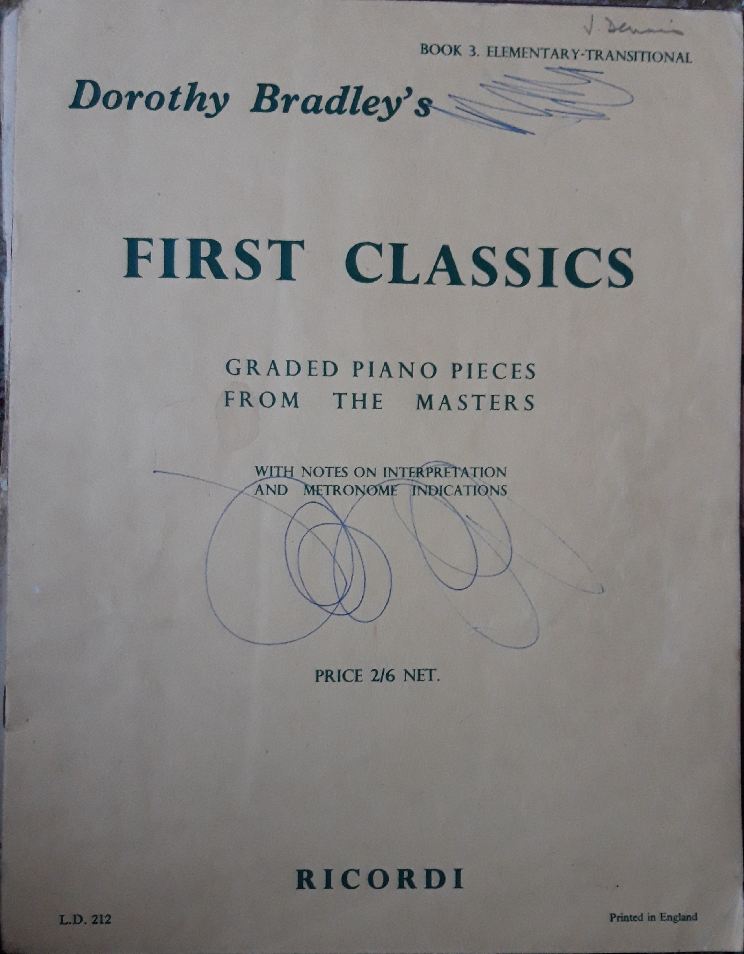 Dorothy Bradley’s First Classics: Graded Piano Pieces from the Masters: Book 3 Elementary Transitions